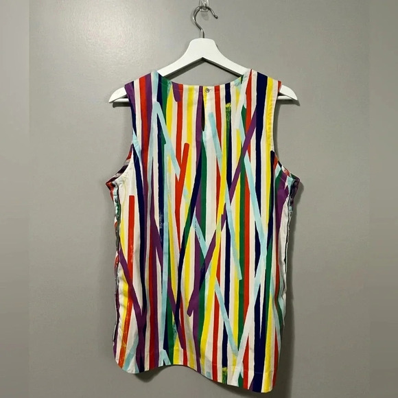Kate Spade Saturday Sleeveless Abstract Striped Cotton Top - Picture 7 of 12